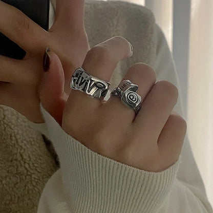 Personalized Girls' Open Ring – Retro Y2K English Letter Jewelry Accessory, 1/2pcs Party Gift