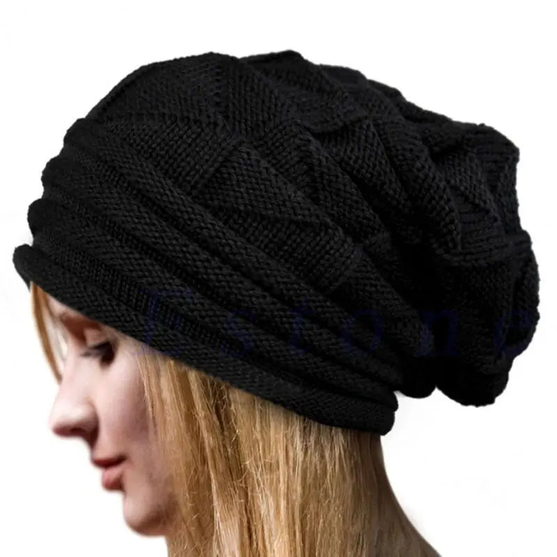 Knitted Baggy Beanie - Oversized Winter Hat, Slouchy Ski Cap for Men and Women, Warm Wool Skullies Beanies, Unisex