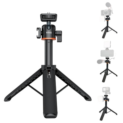 VRIG TP-08 TP-06 Aluminum Alloy Tripod Selfie Stick – 360° Rotatable with Cold Shoe Mount & 1/4" Screw, 1.5kg Load Capacity
