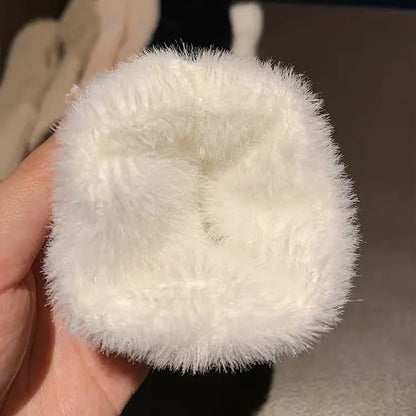 New Solid Color Plush Gloves for Women - Warm Luxury Woolen Knitted Touch Screen Half Finger Gloves for Autumn and Winter