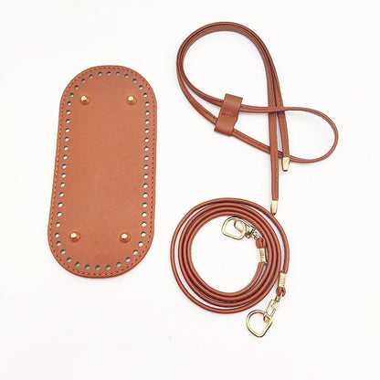 3PCS DIY Crochet Bag Accessories Set – Adjustable Strap, Drawstring Closure & Faux Leather Base for Handmade Handbags