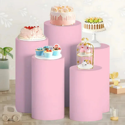 Cylinder Stand Covers - 5PCS/3PCS Elastic Fabric Decor Sleeves for Wedding, Party & Baby Shower Events