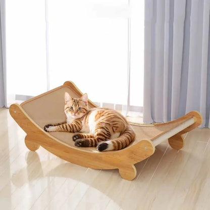 Wooden Cat Scratching Pads – Multifunctional Sleeping Bed and Detachable Scratch Board | Wear-Resistant Kitten Toys