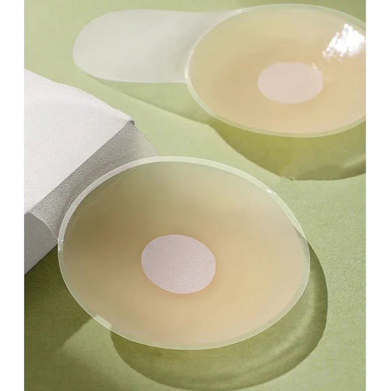 Silicone Nipple Cover Lift-Up Stickers: 1 Pair Adhesive Invisible Bras Chest Patch - Reusable Breast Petals Pads for Women