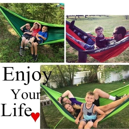 Single Person Portable Camping Hammock: High Strength Parachute Fabric Hanging Bed - Nylon Color Matching Hammock for Outdoor Adventures