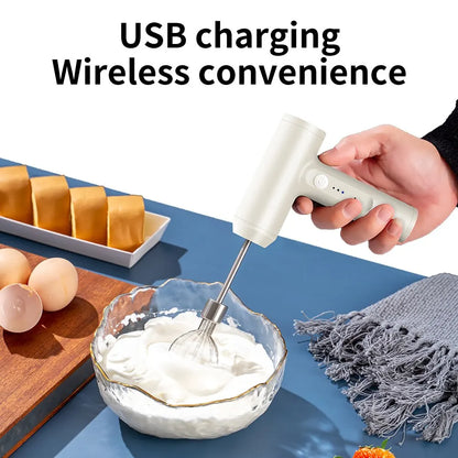 Wireless Electric Handheld Mixer – 3-Speed Portable Egg Beater for Baking, Dough & Cream