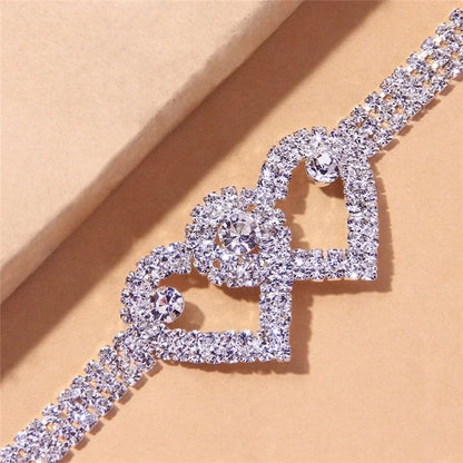 Shiny Cubic Zirconia Chain Anklet – Silver Tone Fashion Ankle Bracelet for Women, Barefoot Sandal Foot Jewelry