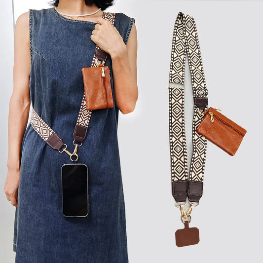 Adjustable Crossbody Mobile Phone Lanyard Strap – Anti-Lost Cell Phone Case Pendant with Zippered Wallet, Card Gasket & Coin Purse