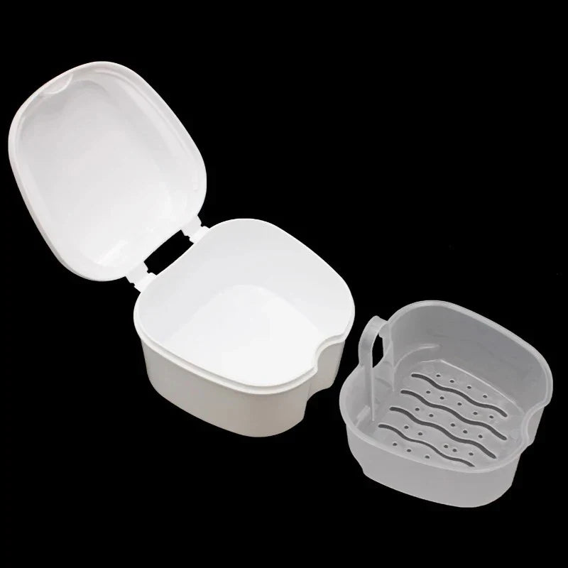 Dental Retainer Storage Case - 2-Piece Orthodontic Mouth Guard and Denture Organizer Box for Oral Care Accessories