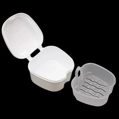 Dental Retainer Storage Case - 2-Piece Orthodontic Mouth Guard and Denture Organizer Box for Oral Care Accessories