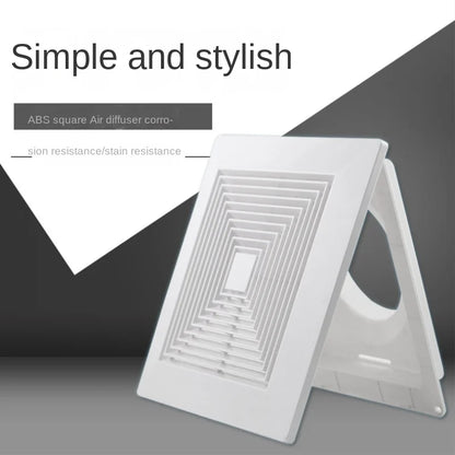 ABS Square Air Conditioner Diffuser - Ceiling Vent Outlet for Duct Exhaust and Ventilation Hood