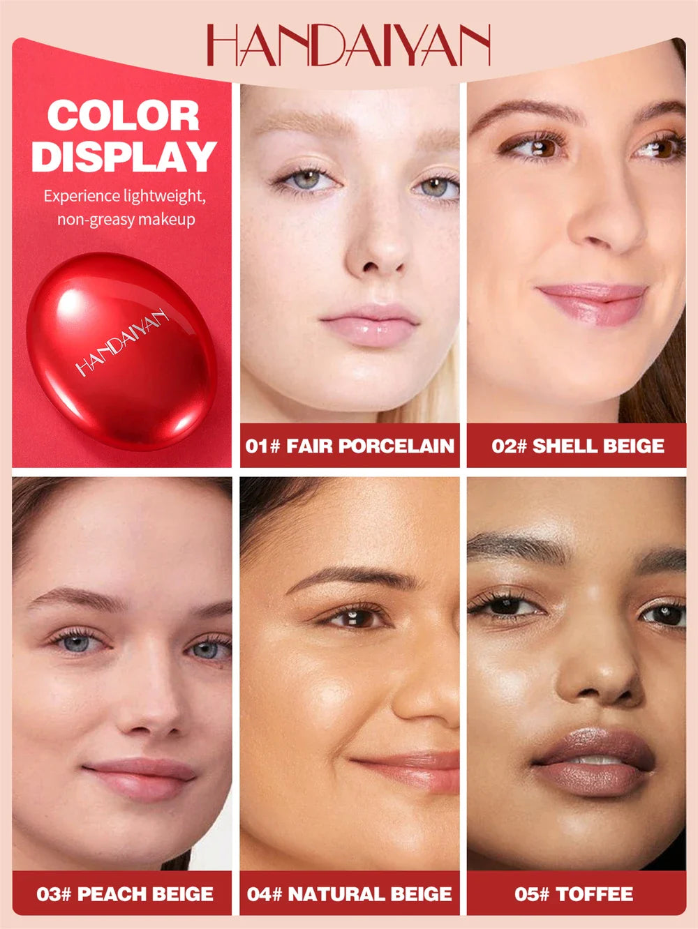 Air Cushion Foundation – Light Natural Moisturizing Concealer, Whitening, Oil-Control, Long-Lasting Base Makeup for Women (Korean Cosmetic)