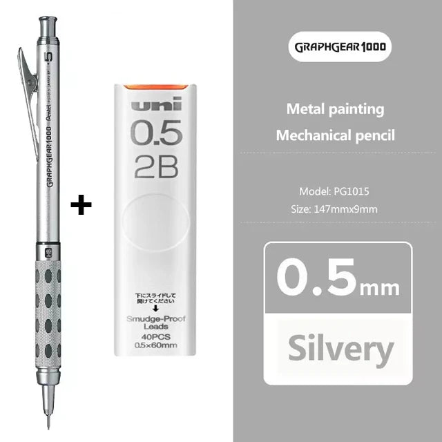 Pentel Graphgear 1000 Mechanical Pencil PG1000 – Low Center of Gravity Precision Drafting Pencil 0.3/0.5/0.7/0.9mm Art & Drawing Tool