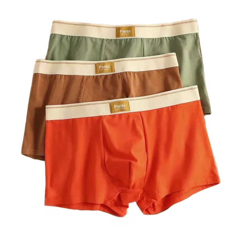 3PCS Men’s Cotton Boxer Shorts – Breathable U-Convex Comfortable Underwear Set for Daily Wear & Sports Trunks