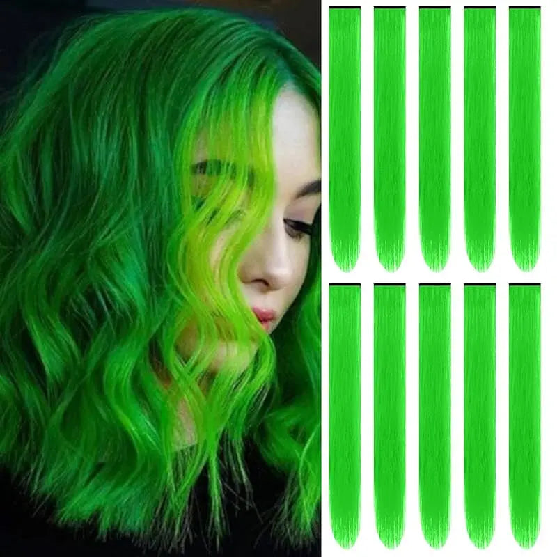 1/5/11 Pack 22" Clip-In Multi-Color Rainbow Hair Extensions – Synthetic Highlights for Girls, Women & Kids