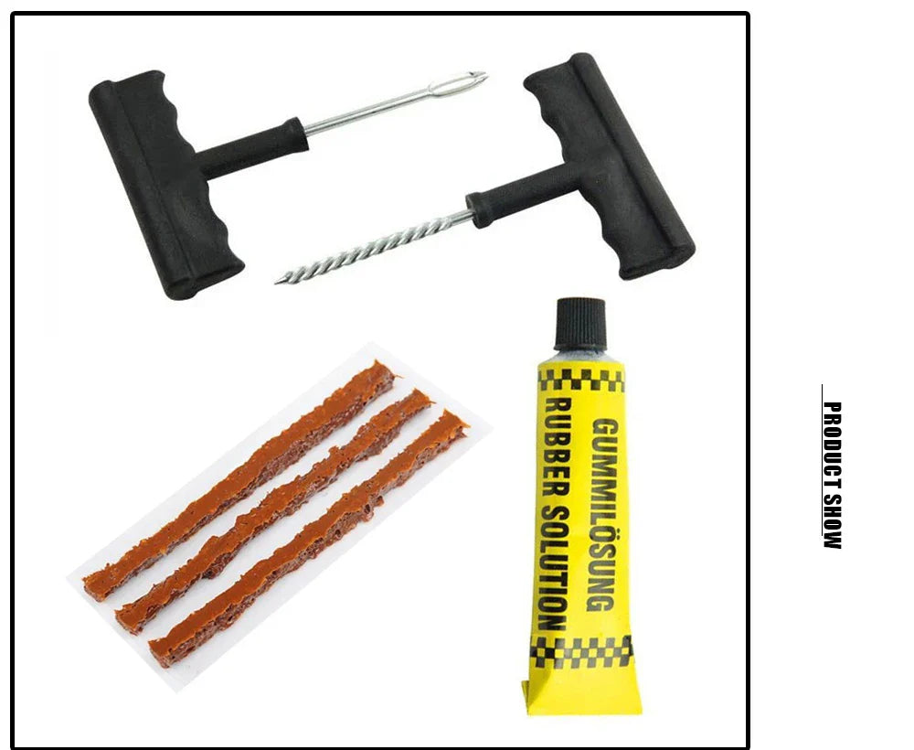 Car & Motorcycle Tire Repair Kit – Tubeless Tyre Puncture Plug Set with Rubber Strips for Truck & Vacuum Tire Repairs