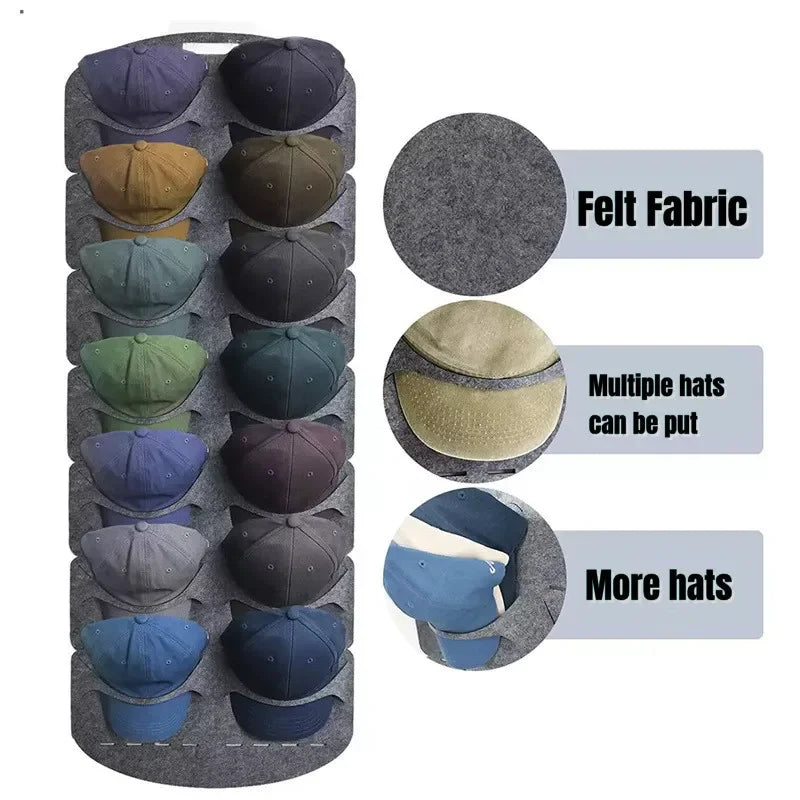 Felt Hat Storage Rack – Wall-Mount Cap Holder & Organizer for Baseball Hats