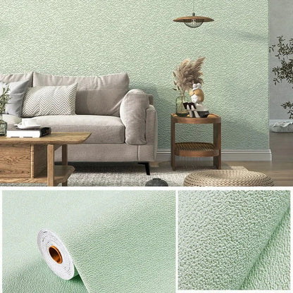 Linen 3D Foam Self-Adhesive PVC Wallpaper - Solid Color, Thickened Waterproof Wall Stickers for Home Renovation & Decor