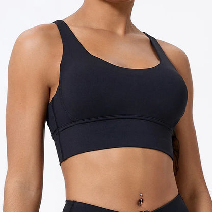 Push-Up Sports Bra for Women – Cross Back Yoga Crop Top, Shockproof Gym Fitness Bra for Running & Workout