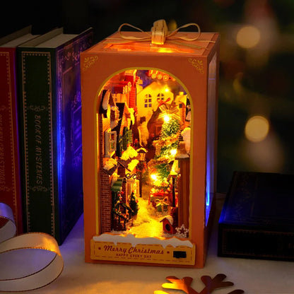 DIY Firefly Forest House Book Nook Kit - Miniature Wooden Bookshelf Insert and 3D Puzzle Dollhouse for Adults