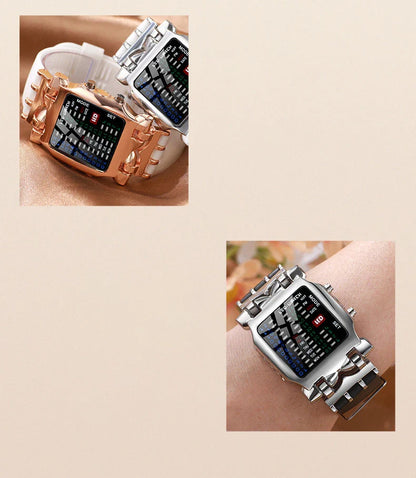 Men’s LED Crab-Style Watch — Creative Luminous Binary Electronic Waterproof Multi-Function Wristwatch