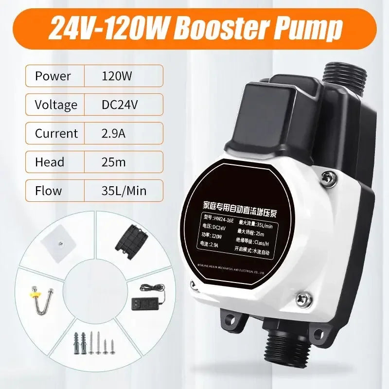 240W Automatic Bathroom Booster Pump 24V IP56 Waterproof – Shower & Faucet Water Pressure Controller for Hot & Cold Water System