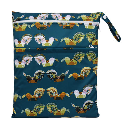 Sigzagor Wet & Dry Baby Diaper Bag – Waterproof Reusable Washable Nappy Bag with Double Zippers