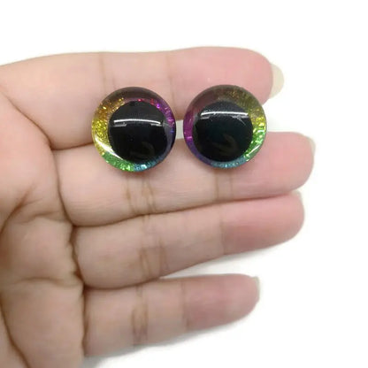 Cartoon Glitter Doll Eyes — 16mm to 35mm Round Safety Pupils with Easy Washer for Toy Making