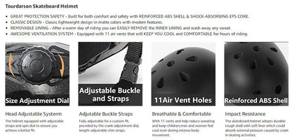 Skateboard Helmet for Adults & Kids – Skate Helmet for Youth, Adult Skateboarding & Scooter Safety Helmet for Skating