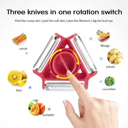 3-in-1 Magic Trio Peeler Set - Slicer, Shredder, Julienne Cutter, and Multi Peel Blade Zesters Grater - Essential Kitchen Tool Accessories
