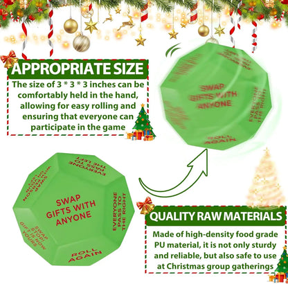 2025 Santa Swap Gift Exchange Dice – 3×3in Family Game for Xmas Party & Holiday Gift Exchange