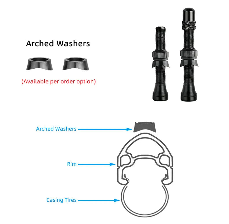 Deemount 2PCS Bicycle Tubeless Schrader Valves — Brass Core CNC Anodized MTB & Road Bike Rim Nipple