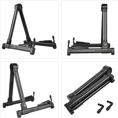 Vertical Foldable Guitar Stand — Adjustable Instrument Display for Ukulele, Bass, Classical & Electric Guitars
