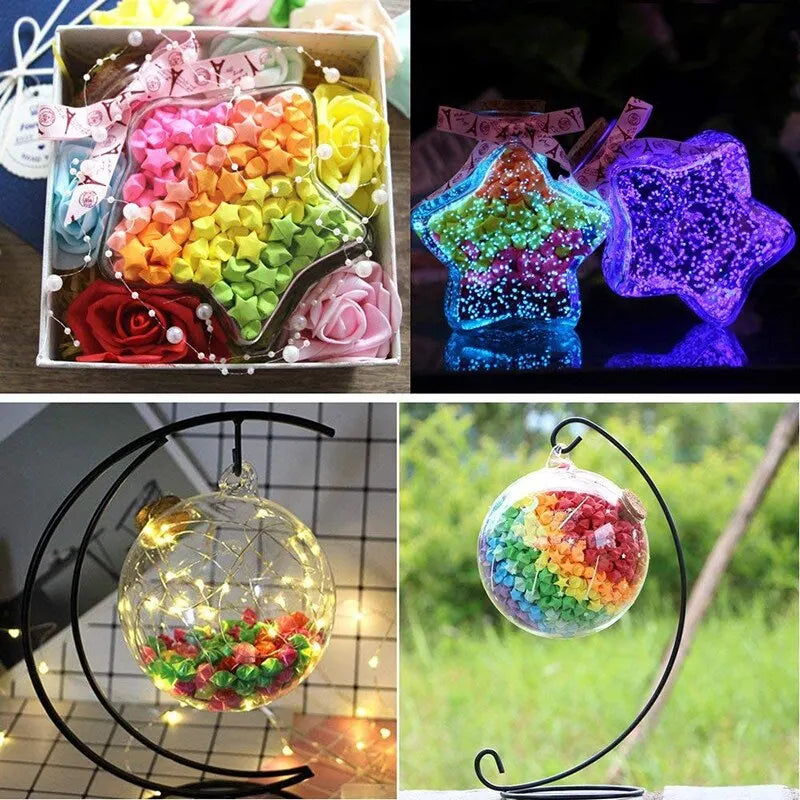 540 Sheets Origami Stars Paper Strips - 27 Colors Double-Sided Folding Paper - DIY Lucky Star Hand Arts for Gifts