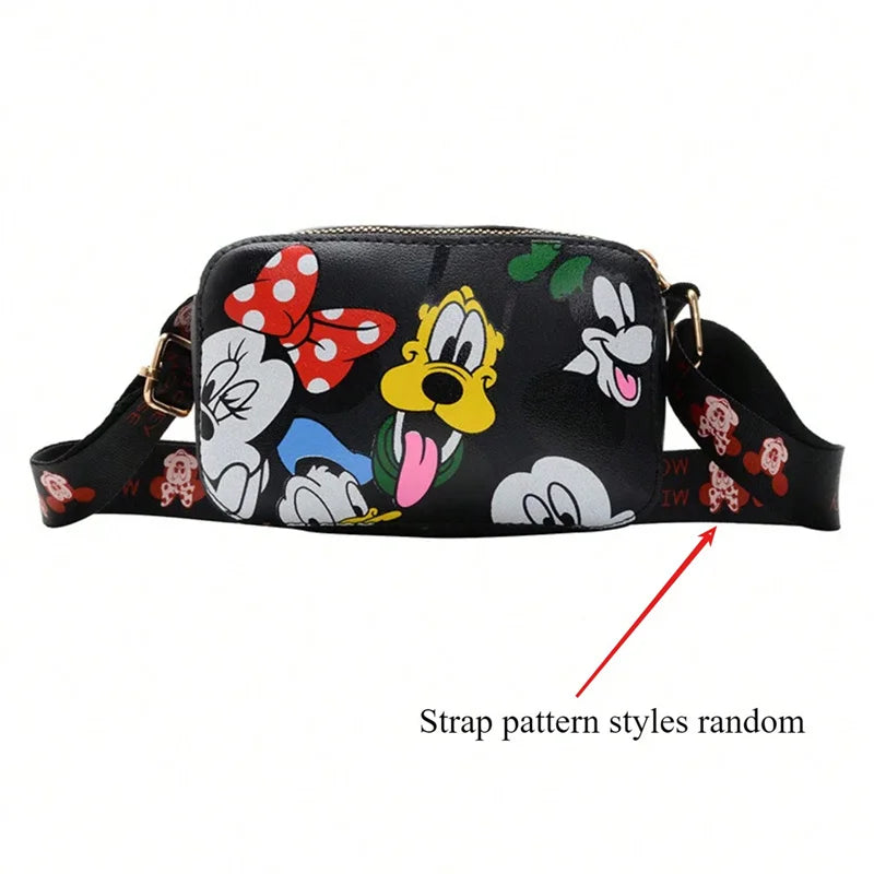 Cute Disney Minnie & Pluto Shoulder Bag – Bow Accent Cartoon Messenger Tote with Playful Pup Design Fashion Handbag for Women & Girls