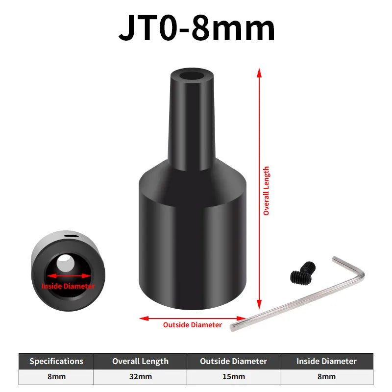 JT0 B10 B12 Adapter Connecting Rod – Steel & Copper Drill Chuck Shaft Sleeve, 4mm to 12mm Coupling