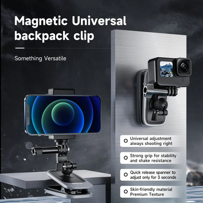 TELESIN 360° Rotating Magnetic Backpack Clip – Mount for GoPro Hero 5-11, Insta360 & DJI Action Camera Accessories