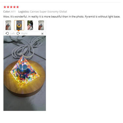 Amethyst Peridot Orgone Pyramid - Energy Generator Crystal Reiki Chakra Orgonite Meditation Tool