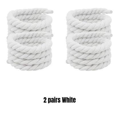 Round Thick Rope Shoelaces – High-Quality Polyester Cotton, Solid Color, 0.8cm Width, 120/140/160cm