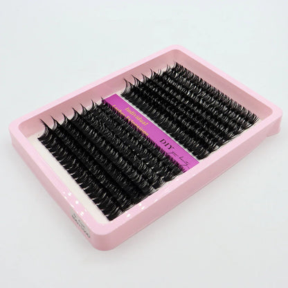 40D–100D Segmented Tufted Eyelashes – 14 Rows Mixed 10–16mm Black Matte DIY Grafted False Eyelash Extensions for Volume Makeup Look