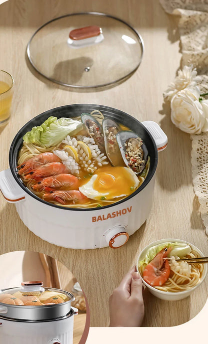 Electric Multi-Cooker Hot Pot – Double Layer Soup & Frying Cooker for Dormitory/Home with EU/US Plug