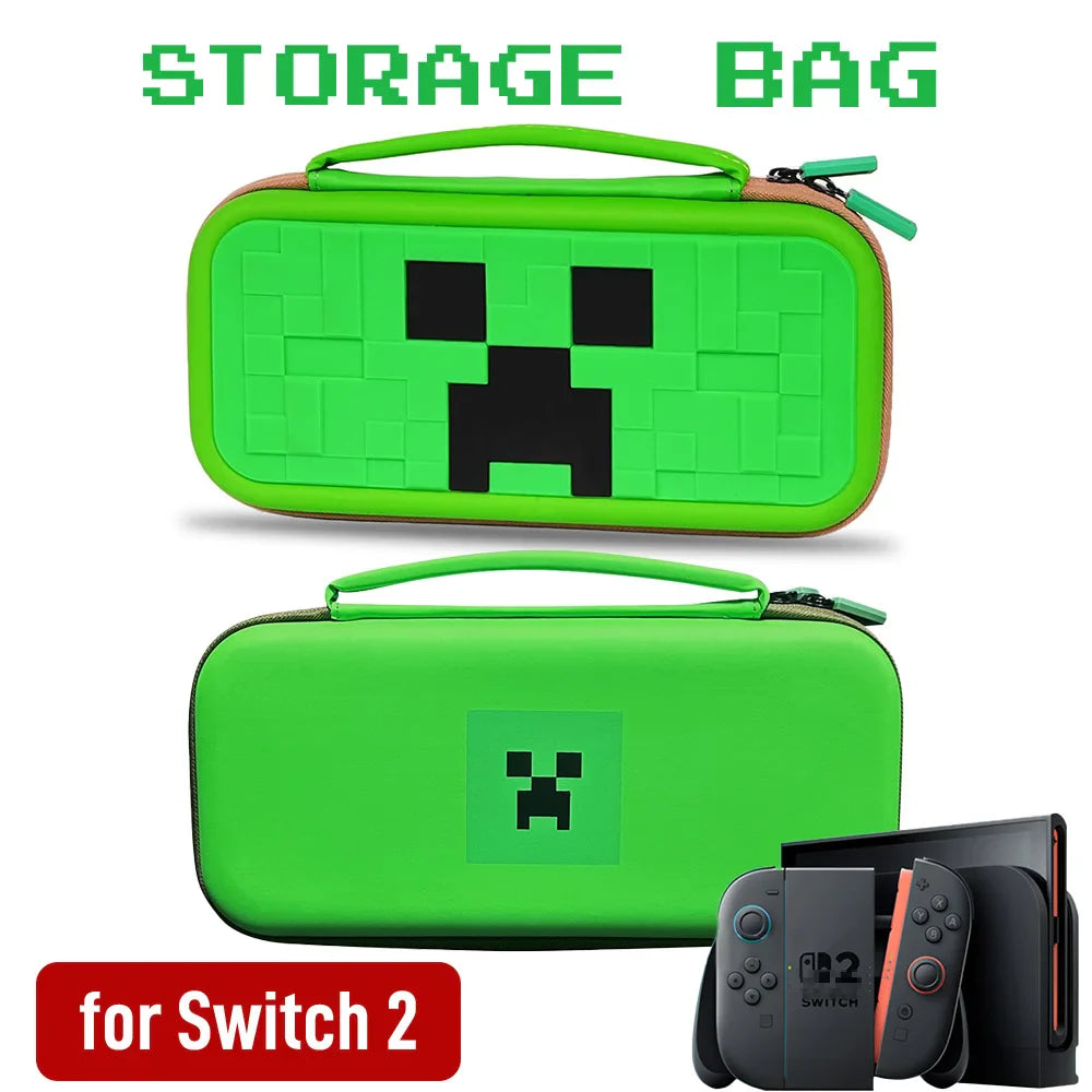 Green Travel Case for Switch 2 — Waterproof EVA Hard Shell Protective Carrying Bag for NS2 Accessories
