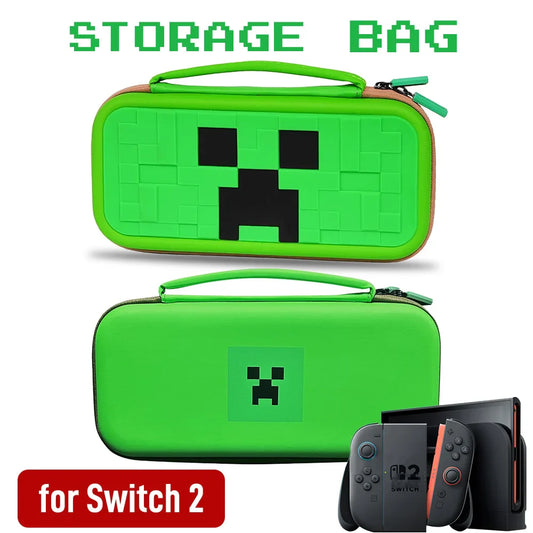 Green Travel Case for Switch 2 — Waterproof EVA Hard Shell Protective Carrying Bag for NS2 Accessories