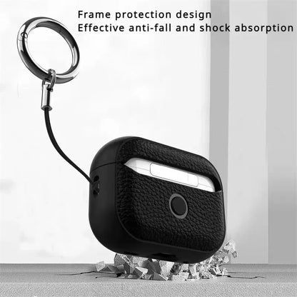 Leather Texture Case for Apple AirPods 1–4 & Pro — Protective Wireless Earphone Cover Anti-Lost