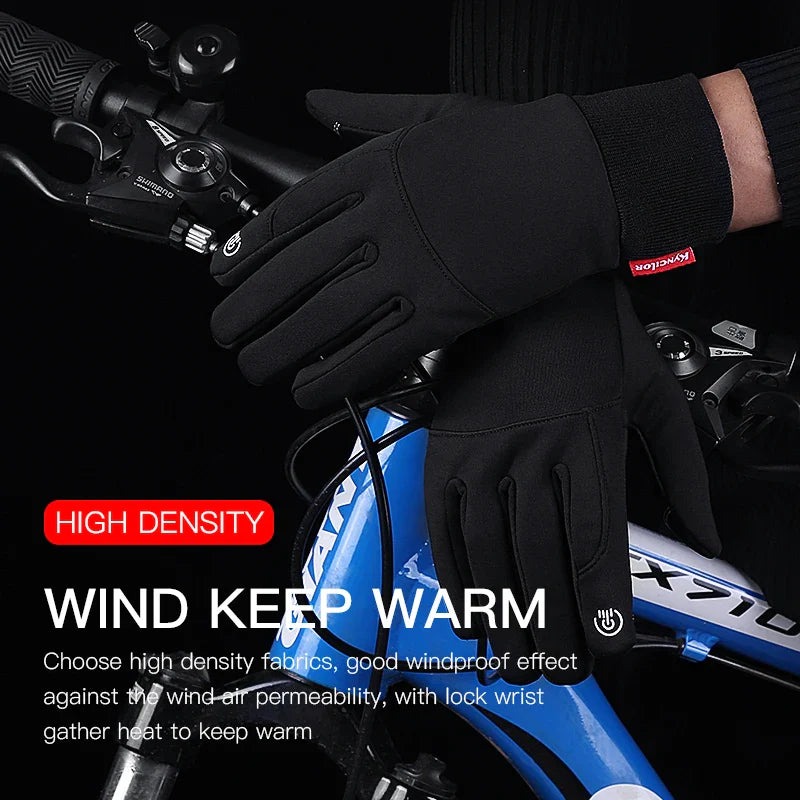 Autumn Winter Outdoor Cycling Gloves – Water & Windproof, Thicken Warm, Touchscreen, Shockproof, Non-Slip for Men