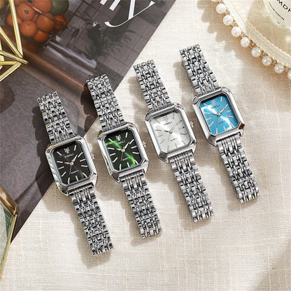 Luxury Women's Square Quartz Watch – Gold-Plated Stainless Steel Business Timepiece