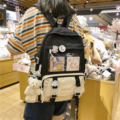 Cute and Functional: Kawaii Women's Waterproof Backpack - School Bag for Teenage Girls, Bookbag Laptop Rucksack, Female Travel Mochila