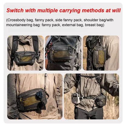 Dyneema Fiber Waist Pack - 1.1L Ultralight Waterproof Multi-Pocket Bag for Cycling, Running, Hiking & Camping