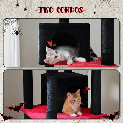 Large Cat Tree Tower – Multi-Level Plush Indoor Cat Condo with Scratching Posts, Boards, Perches & Caves