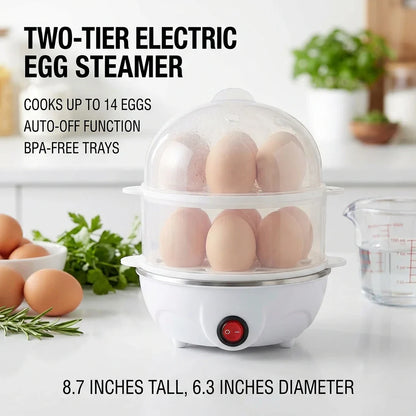 Double Layer Electric Egg Boiler – Mini Multifunctional Egg Steamer & Poacher for Breakfast Cooking